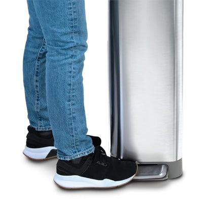 Glad Slim Trash Can with Clorox Odor Protection - Narrow Kitchen Garbage Bin with Soft Close Lid, Step On Foot Pedal and Waste Bag Roll Holder, All Stainless, 12 Gallon/45 Liter - color: All Stainless