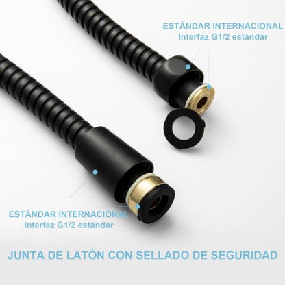 OFFO Shower Hose, Kink Free Stainless Steel Shower Hose Attachment Electroplating Handheld Shower Head Hose Flex Hoses Extension with Brass Insert & Nut for Pet Bathing Cleaning 60 in, Matte Black - color: Matte Black, size: 60 in