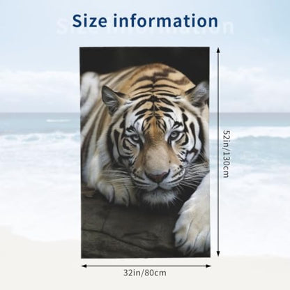 Tiger Lie On Rock Bath Towel Super Absorbent Beach Towels Microfiber Bathroom Towel 32 x 52 Inch - color: Tiger Lie on Rock