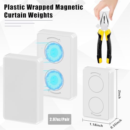 Phoncoo 18pcs Outdoor Curtain Weights, Plastic Wrapped Magnetic Drapery Weights, Waterproof Heavy Duty Curtain Magnets Flag Weights for Heavy Wind, Shower Outside Curtain, Tablecloth (White) - color: White-18pcs
