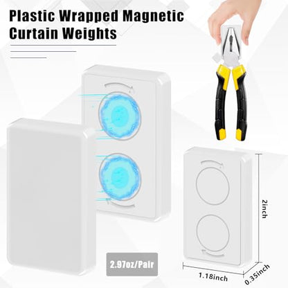 Phoncoo 18pcs Outdoor Curtain Weights, Plastic Wrapped Magnetic Drapery Weights, Waterproof Heavy Duty Curtain Magnets Flag Weights for Heavy Wind, Shower Outside Curtain, Tablecloth (White) - color: White-18pcs