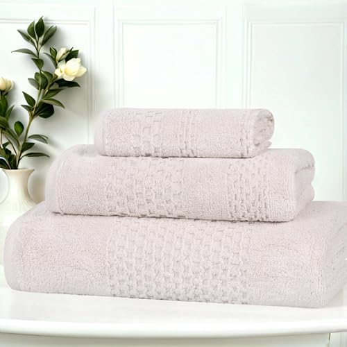 Superior Playa Zero Twist Cotton Medium Weight Towels, for Guest Bath, Bathroom, Shower, Spa, Plush, Quick Dry, Ultra-Soft Towels, Bath Essentials, Waffle Textured, 3 Piece Assorted Towel Set, Silver - color: Silver, size: 3 Piece Towel Set