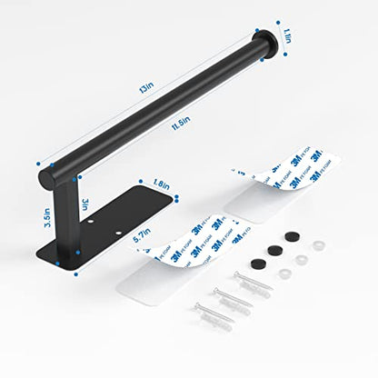Paper Towel Holder Under Cabinet No Drilling, Self Adhesive Paper Towel Holder Wall Mount for Kitchen Rack, Under Counter Napin Holder No Drill, 304 Stainless Steel Matte Black - color: Black