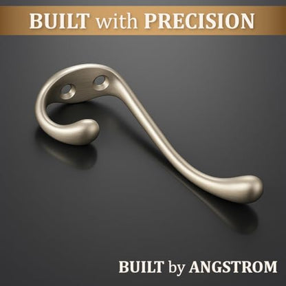 ANGSTROM 5-Pack Double Coat and Hat Hook, Wall Mounted with Screws (Brushed Nickel) - color: Brushed Nickel