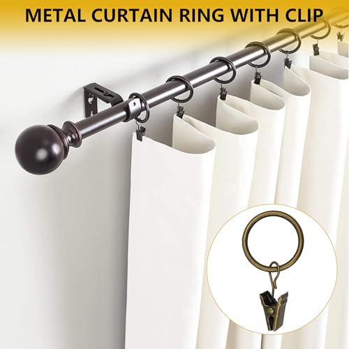 Curtain Rings with Hooks 14 Pack - Rustproof Metal Drapery Clips for Window, Shower, Door, 1.5" Inner Diameter, Smooth Gliding, Fits 5/8" to 3/4" Rods, Antique Bronze - color: Antique Bronze