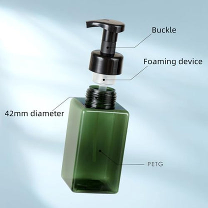 Plastic Foaming Hand Soap Dispenser Set, Reusable Pump Bottles for Kitchen and Bathroom for Shampoo Body Wash Facial Cleanser (2, Transparent+Blue, 450ML) - color: Transparent+blue