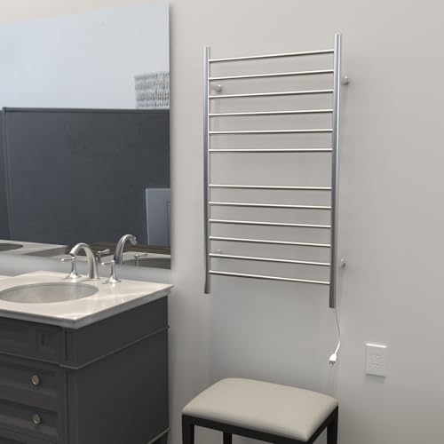 Amba RWHL-SB Radiant Large Hardwired + Plug-in Combo Straight 12 Bar Towel Warmer in Brushed - color: Brushed