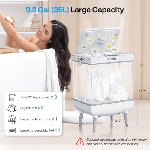 Jripae 35L Towel Warmers for Bathroom, Foldable Towel Warmer, Bucket Hot Towel Warmer Spa with Dryer, Delay Timer & Dry/Heat Modes - Fits Robe, Blanket or Large Towels, PJ's