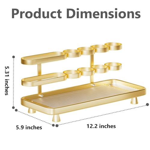 YOOLENS Electric Toothbrush Holder for Bathroom Countertop 5 Metal Slots Toothpaste Razor Mouthwash Organizer, Gold - color: Gold