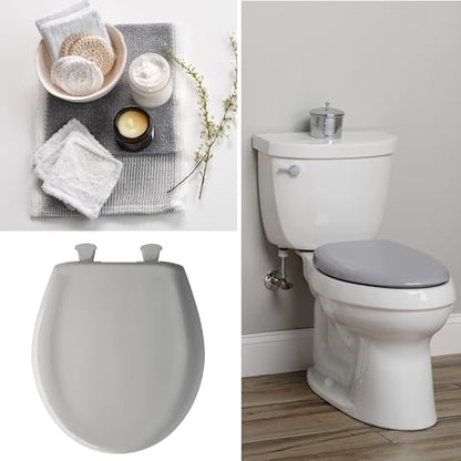 Bemis Classic Colors Slow Close Toilet Seat, Easy Clean Hinges and Durable Plastic Seat, Made in USA, Round, Silver - color: Silver, size: Round