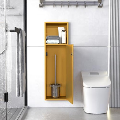 Recessed Toilet Paper Holder, in Wall 25" X 7" Toilet Paper Holder Storage, 304 Stainless Steel Tissue Roll Dispenser, Niche Shelf for Bathroom Space Saving Design, Gold