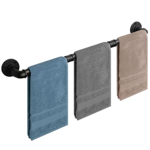 Industrial Pipe Towel Rack Towel Bar, Heavy Duty Wall Mounted Rustic Farmhouse Bath Towel Holder for Bathroom (Black, 42 inch) - color: Black, size: 42 inch