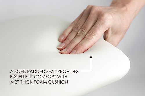 Hermosa 32" x 13.5" Back Wall-Mount Folding White Padded Tub Seat for Adults - color: Naugahyde White