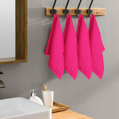 BOUTIQUO Ultra Soft Cotton Washcloths, Contains 12 Piece Face Cloths 12x12 inch, Ideal for Everyday use Face Towels, Compact & Lightweight Multi Purpose Washcloths - Hot Pink - color: Hot Pink, size: Washcloths - Set of 12