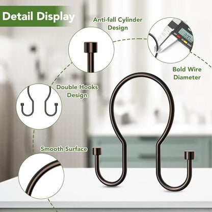 Shower Curtain Hooks, Simple Shower Curtain Rings, Sturdy Shower Curtain Hangers, Double Hook Shower Curtain Hooks, Smooth Gliding Metal Shower Hooks for Shower Curtain (Bronze, 12 Pack) - color: Bronze, size: 12 Pack
