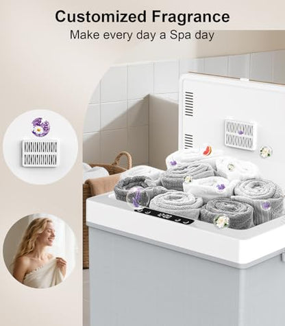 Towel Warmer, 35L Folding Hot Towel Warmer for Bathroom, Heating & Drying Modes, Timer Function, LED Display, Built-in Hooks, Fits Up to Two 70"X80" Oversized Towels, Large Blankets, Bathrobes