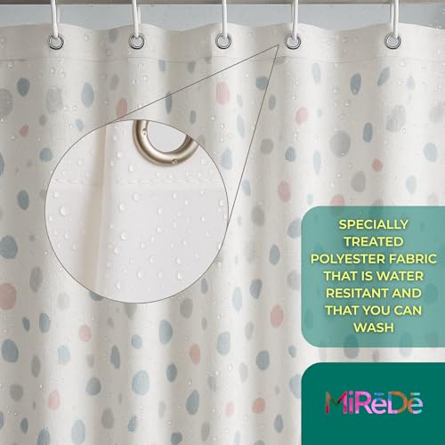 Waterproof Shower Curtain 72x72 – Fabric Bathroom Curtain with Weighted Hem & Rustproof Grommets – Washable Speckled Design with 12 Hooks – Decorative Polyester Shower Curtain for Bathroom
