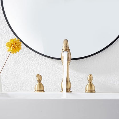 2 Handles 3 Holes Faucet Widespread Bathroom Sink Faucet Basin Tap Mixer Supply Hose Included Matching Pop Up Drain Antique Brass - color: Antique Brass, size: Widespread