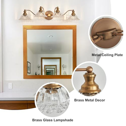XIEDUN Brass 4 Light Vanity Lights for Bathroom Vanity Light Fixtures Bathroom Light Fixture - color: Brass, size: 4 Light