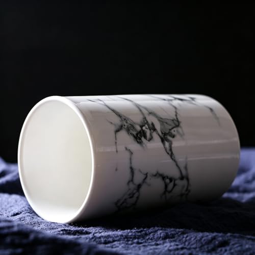 Kelake Ceramic Rustic Marble Bathroom Tumbler Cup for Mouthwash Rinsing Toothbrush and Toothpaste Holder Stand Cups - 280 ml Porcelain Milk Drinking Cups for Christmas Birthday | Rustic Porcelain Finish, Multi-Purpose, Mouthwash Rinsing, Drinking Cup, Ide