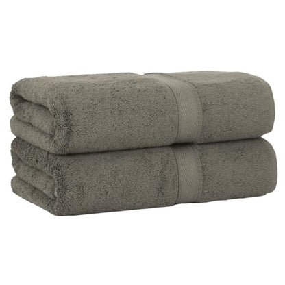 Supreme Terry 2-Piece Bath Towel Set, Hotel & Spa Quality, Plush and Absorbent 100% Turkish Cotton Towels, Quick Dry-Dark Grey - color: Dark Grey, size: Bath Towel Set