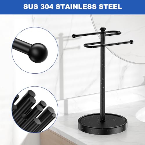 Hand Towel Holder, 304 Stainless Steel Heavy Duty S Shape Hand Towel Stand Free Standing Towel Bar for Bathroom Kitchen Countertop - color: Black