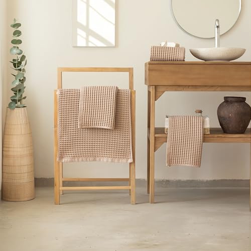 Premium Waffle Hand Towels Pack of 4 Extra Large 20x35 inch - 100% Turkish Cotton, Waffle Weave, Quick Dry, Lint Free, Super Absorbent, Thin Hand Bath Towel (Brown, Set of 4 Hand Towels) - color: Brown, size: Set of 4 Hand Towels