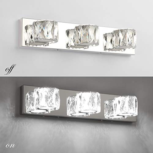 Aipsun 3 Lights Crystal Vanity Lights Over Mirror Modern LED Vanity Lights for Bathroom Vanity Lighting Fixtures(White Lights) - size: 3 light