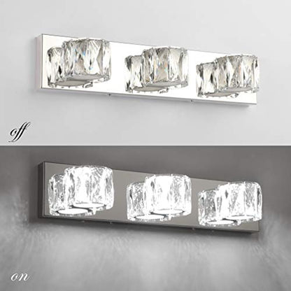 Aipsun 3 Lights Crystal Vanity Lights Over Mirror Modern LED Vanity Lights for Bathroom Vanity Lighting Fixtures(White Lights) - size: 3 light