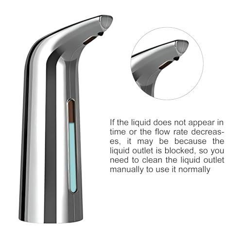 400 mL Silver Battery Powered Motion Sensor Soap Dispenser | Sensitive Automatic Induction Pump Transparent Liquid Window IPX6 Waterproof for Home And Commercial Space Use - color: Silver