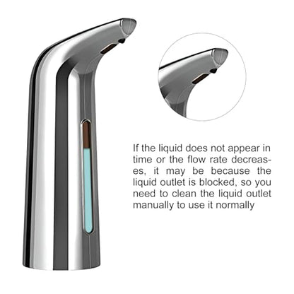 400 mL Silver Battery Powered Motion Sensor Soap Dispenser | Sensitive Automatic Induction Pump Transparent Liquid Window IPX6 Waterproof for Home And Commercial Space Use - color: Silver