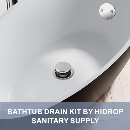 HIDROP Chrome Tip Toe Tub Drain Trim Kit with 2-Hole Overflow Faceplate | Brass and 304 Stainless Steel Tub Drain, Universal Fine/Coarse Thread fit 1-3/8" or 1-1/2" Tub Drain, Bathtub Conversion Kit - color: Chrome, style: 2 Holes