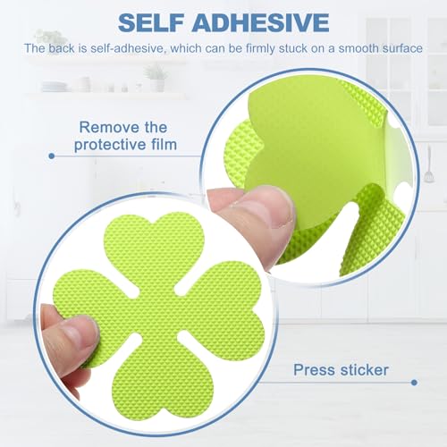 PATIKIL 12 Pcs Non Slip Bathtub Stickers, Anti Slip Shower Stickers with Scraper Bathroom Shower Floor Decals Four Leaf Shape Cute Treads Tubs, Grass Green - color: Grass Green