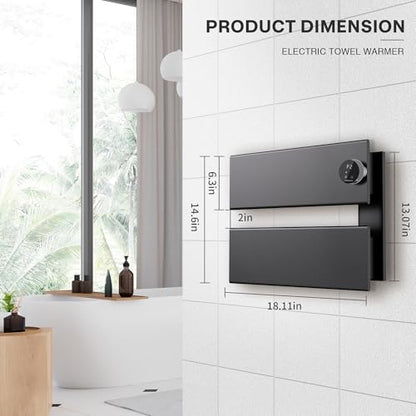 K&KALONZO Electric Towel Warmer Wall Mounted, Fast Heat in 2 Min, NTC Safety | 5 Timers & 3 Heat Levels Control, 2H Rapid Dry, Plug-In/Hardwired, Anti-Scald, Aluminum Heated Towel Rack for Bathroom, K2RB - color: Black, size: 2-Bar