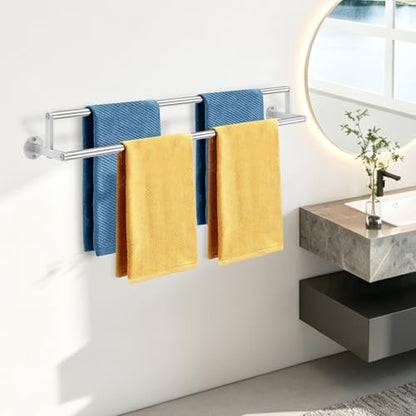 Double Towel Racks for Bathroom, 32 inch Double Towel Bar, Bathroom Towel Rack Wall Mounted, Double Towel Rod Stainless Steel Bathroom Towel Holder(Brushed Nickel) - size: 32 Inch