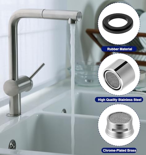 4PCS Kitchen Faucet Aerator Replacement, 15/16" & 55/64" Sink Aerator Replacement, Male & Female Thread Faucet Parts for Bathroom and Kitchen Sink