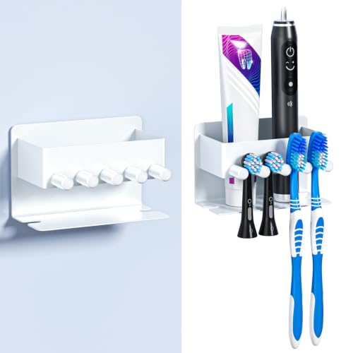 Electric Toothbrush Head Holder, Electric Toothbrush Holders Wall Mounted, Electric Head Holder, Brush Head Storage, Brush Head Holder Toothpaste Holder for Bathrooms (White, Small) - color: White
