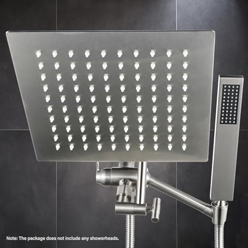 All Metal Shower Diverter Valve with Handshower Holder, YDmeet Upgraded 3 Way Shower Head Diverter for Handheld and Fixed Rain Showerhead, Universal G1/2 shower Diverter Bathroom Part, Brushed Nickel - color: Nickel Brushed