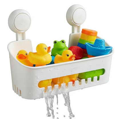 Bath Toy Storage Organizer,Kids Bathtub Toy Holder with Drain Holes,Shower Caddy for Bathtub,No Drilling Shower Caddy Suction Cup,Waterproof Storage Basket for Bathroom,Kitchen