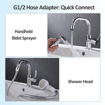 Faucet Aerator For Sink Faucet Adapter Chrome | 360° Swivel Faucet To Hose Adapter with 55/64 inch Female Thread, Included 1/2 inch Male Faucet Adapter