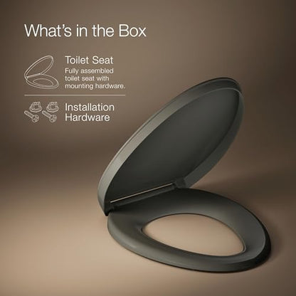 Kohler K-26801-58 Impro ReadyLatch Quiet Close Elongated Toilet Seat, Thunder Grey - color: Thunder Gray, size: Elongated