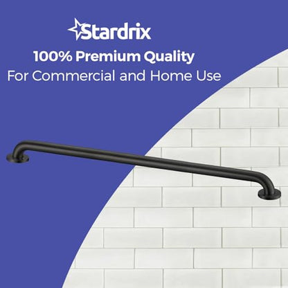 Stardrix 36-Inch ADA Compliant Grab Bar, 1.5" Diameter, Concealed Mounting Flanges, Handicap Friendly, Commercial & Residential Bathrooms, Matte Black Stainless Steel - color: Matte Black, size: 36"