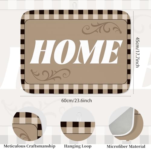 Checkered Dish Drying Mat for Kitchen Counter 18"x24" Home Absorbent Dish Drainer Mat Anti-Slip Quick Dry Heat Resistant Coffee Bar Pad for Table Faucet Sink Coffee Bar Refrigerator - style: Home