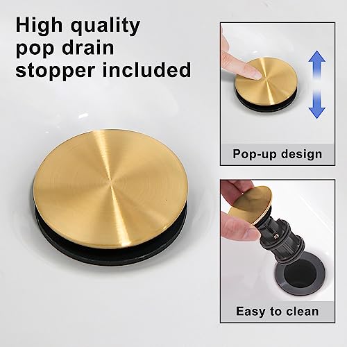 Brushed Gold Bathroom Faucet 3 Hole, 8 Inch Widespread Bathroom Sink Faucets 2 Handle Lavatory Faucet Gold Vanity Faucet with Pop-Up Drain & cUPC Faucet Supply Lines - color: Gold