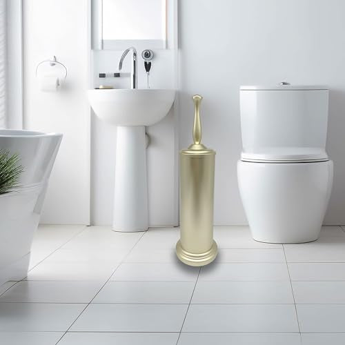 Satin Matte Soft Gold Toilet Bowl Brush with Holder, Durable Bathroom Cleaning Tool, Modern Design for Easy Toilet Maintenance, Bathroom Cleaner Brush for Efficient Cleaning and Hygiene - color: Gold 1