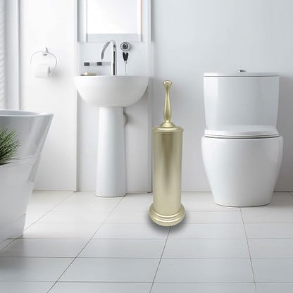 Satin Matte Soft Gold Toilet Bowl Brush with Holder, Durable Bathroom Cleaning Tool, Modern Design for Easy Toilet Maintenance, Bathroom Cleaner Brush for Efficient Cleaning and Hygiene - color: Gold 1