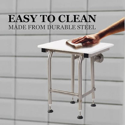 Grab Bar Specialists Folding Shower Seat HDP with Legs, ADA Compliant, 400lbs Capacity, White, 34.5" x 16" - size: 34.5
