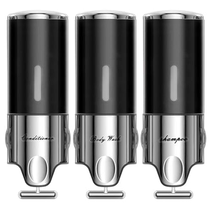 EXIN DECHEN Shampoo and Conditioner Dispenser(Triple x 16.9 oz,Black) | Easy Installation,Wall-Mounted,Bottle Separable,Large Capacity,Shower Shampoo Conditioner Body Wash Dispenser for Bathroom - color: Black