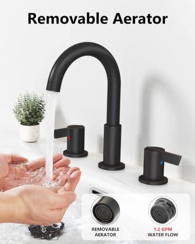 Oil Rubbed Bronze Bathroom Faucet 3 Hole, 8 Inch Widespread 2-Handle | SUS304 Stainless Steel, 2-Handle Control, Pop-Up Drain, Supply Lines and Mounting Hardware for 8-Inch Widespread Vanity Sinks - color: Oil Rubbed Bronze