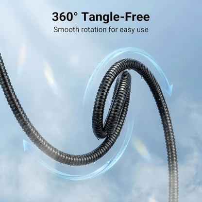 Shower Hose, 59 Inch Extra Long Flexible Stainless Steel Handheld Showerhead Hose Extension with Brass Insert and Nut, Anti-Kink Shower Head Hose Replacement (Black, 59 Inch) - color: Black
